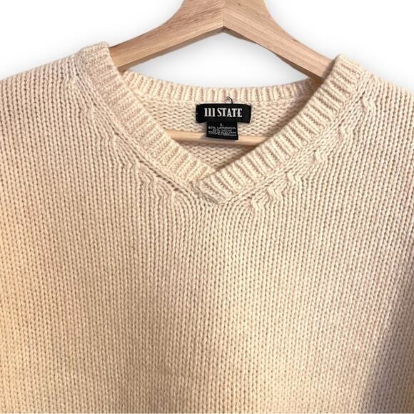 Vintage 111 State Oversized Aztec Print Wool Blend Cream Sweater Women's Size L - Picture 5 of 7